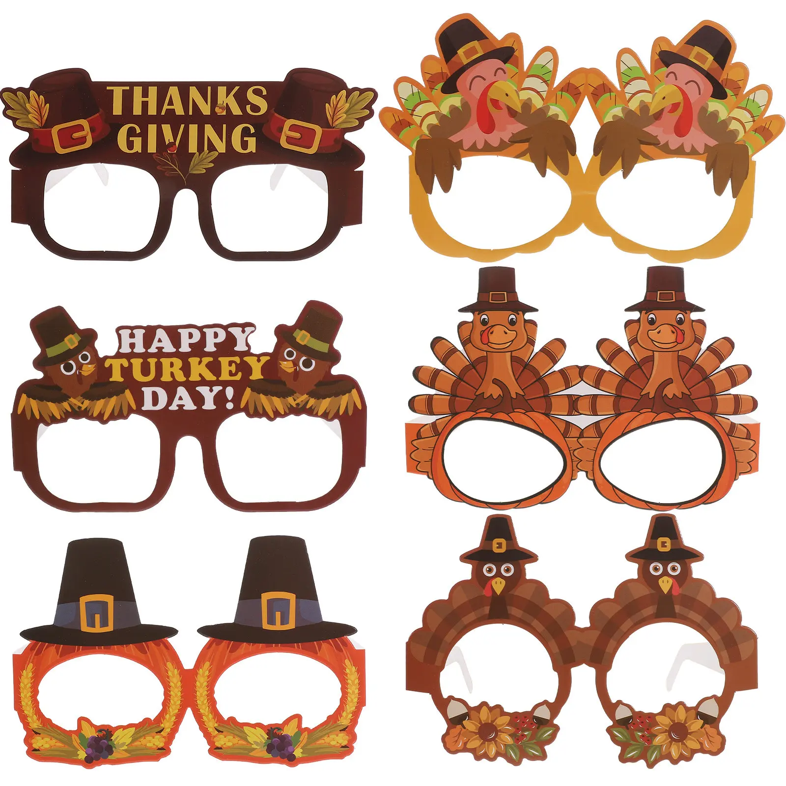 

6Pcs Party Eyeglasses Thanksgiving Photo Props Festive Accessories for Holiday Costumes and Family Event Decorations