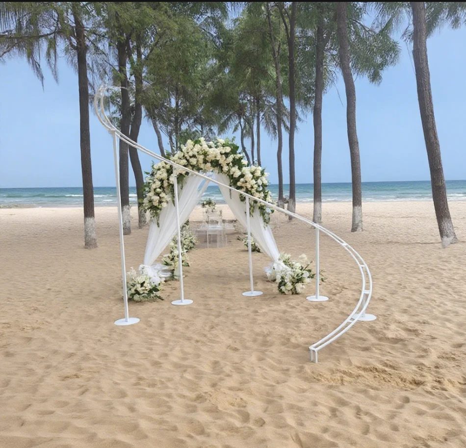 

Большая спиральная свадебная арка 2025 года, железный фон, рамка для внутреннего и наружного сада, трава, деревенский свадебный фон, богемный стиль