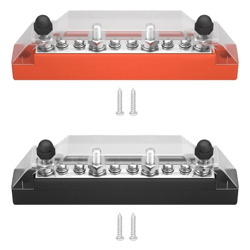 12 V Positive Negative Bus Bar Battery Power Distribution Block 4 x M6 Car Terminal Block Studs 6 x M4 Terminal Bus Screws