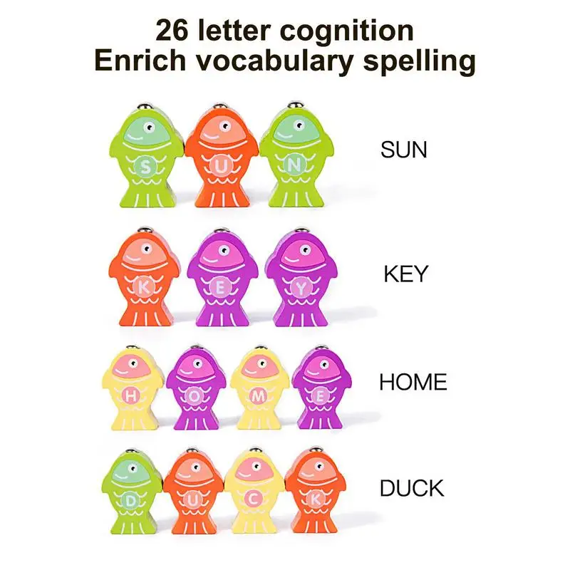 Montessori Wooden Fishing Toys For Children Magnetic Marine Life Cognition Fish Games Parent-Child Interactive Educational Toy