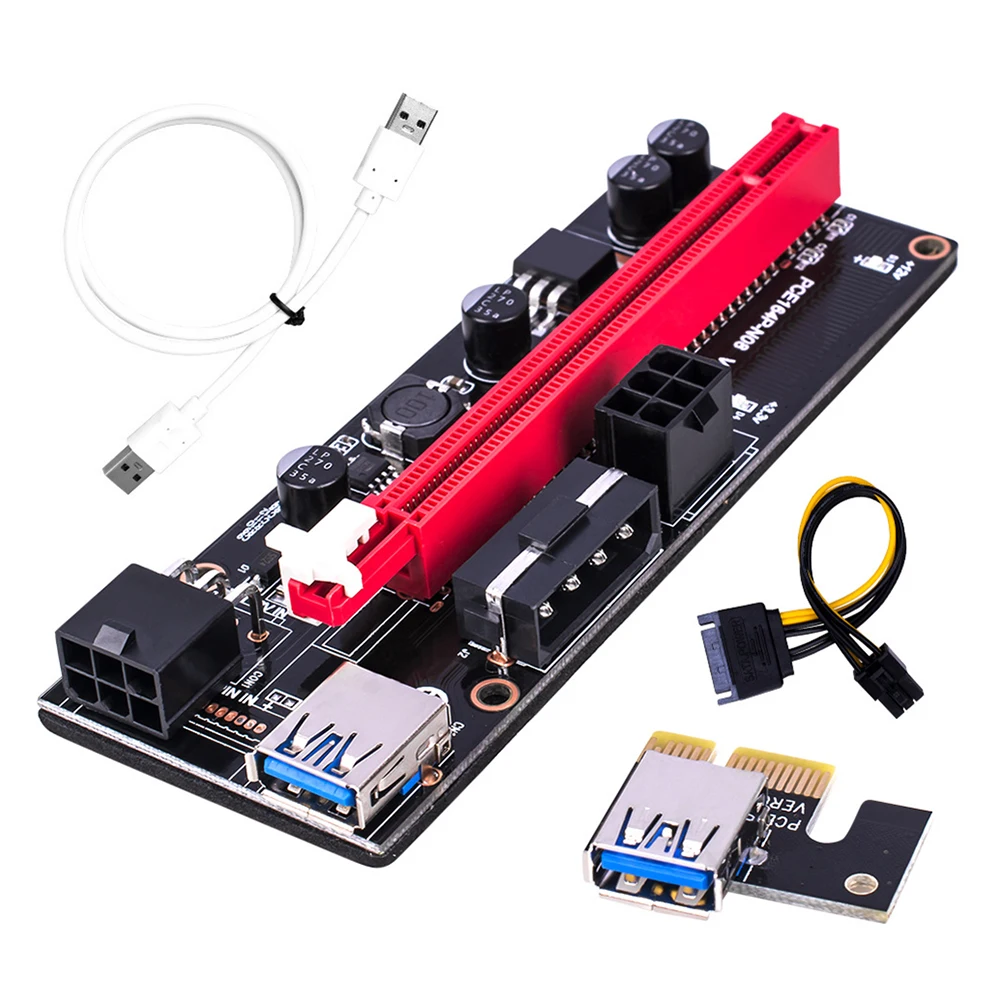 Ver009S USB 3.0 PCIe 1X إلى 16X محول بطاقة Riser SATA 15Pin إلى 6Pin كابل الطاقة #6