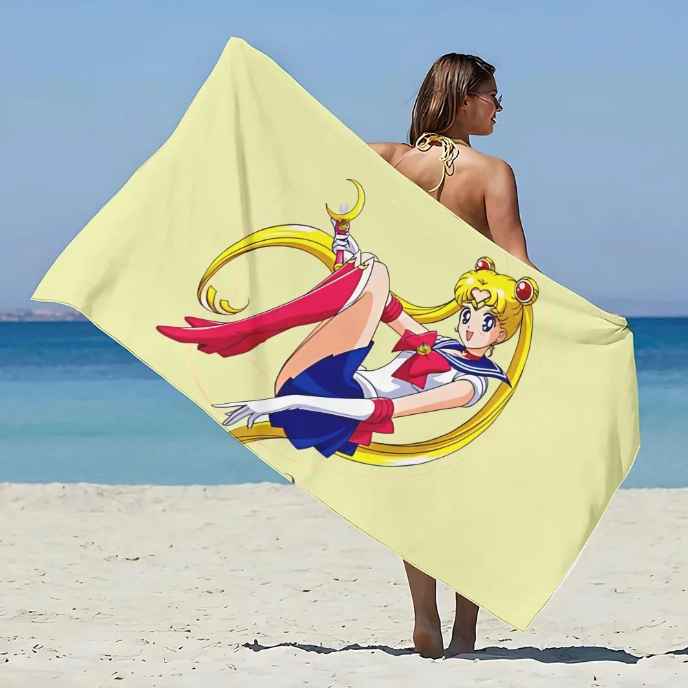 Japane Anime Sailor Moon Beach Towel Microfiber Sand Free Quick Dry Soft Sandproof Pool Towels Gift for Women Travel