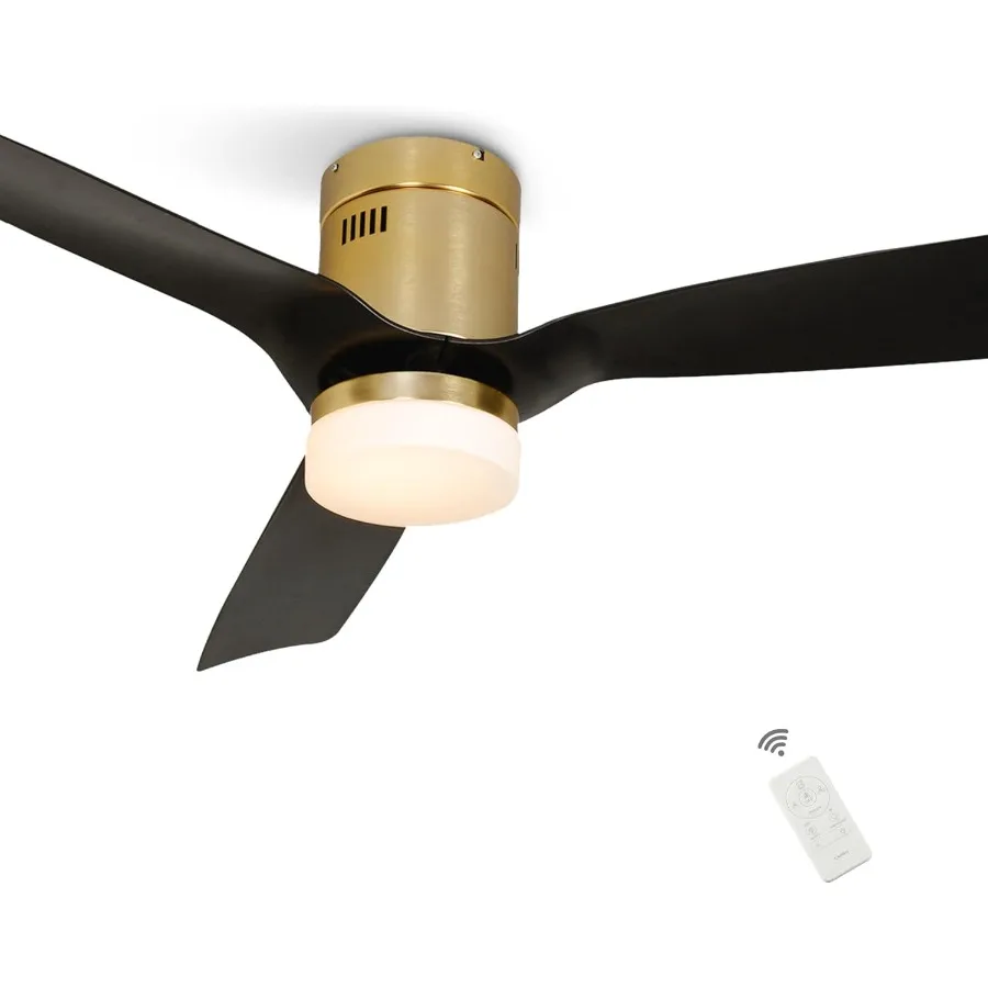 

52 Inch Smart Ceiling Fans with Integrated Lights and Remote Control featuring 10-Speed Reversible DC Motor Compatible with Voi