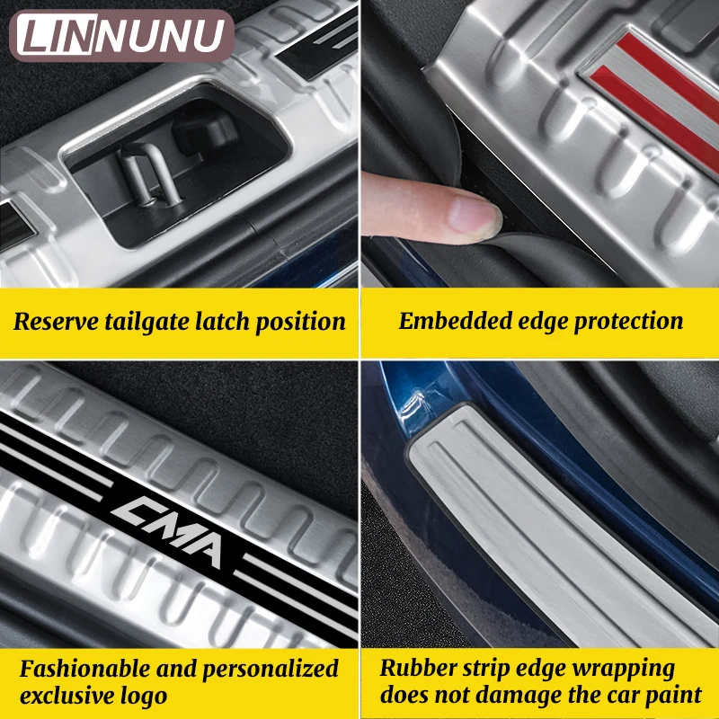 LINNUNU Car Trunk Sill Guard Protector paraurti posteriore copertura in acciaio inossidabile adatta per Geely MONJARO KX11Manjaro 2021-2023 accessori