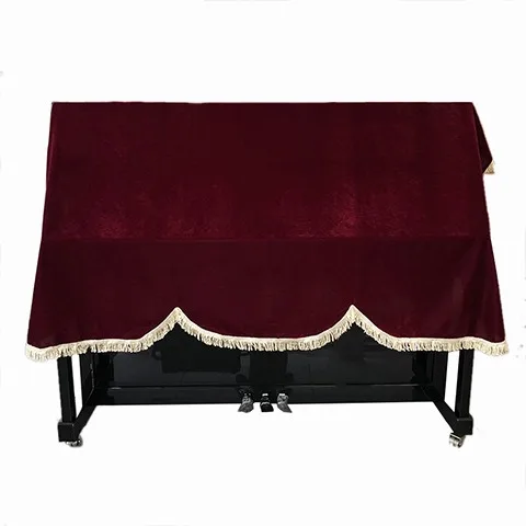 Golden Velvet Piano Cover, Universal Piano Cover for Upright Piano Keyboard Dust Cover, Stitching Tassel Textile