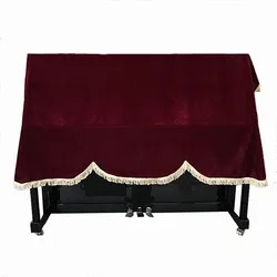 Golden Velvet Piano Cover, Universal Piano Cover for Upright Piano Keyboard Dust Cover, Stitching Tassel Textile