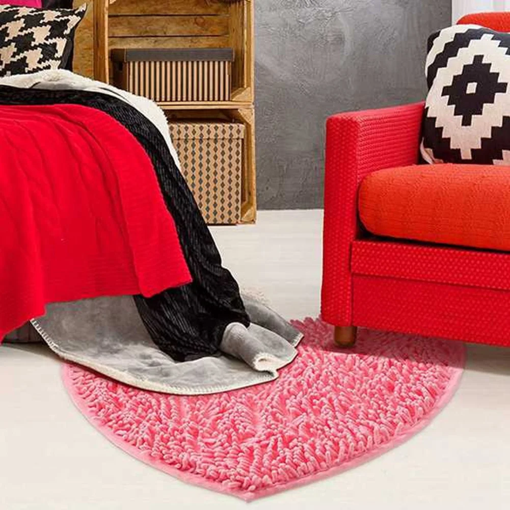 A76X-Heart Shaped Rug Love Floor Mat Heart Shag Shower Mat Non-Slip for Home Living Room Sofa Bathroom Floor Valentine's Day view 4