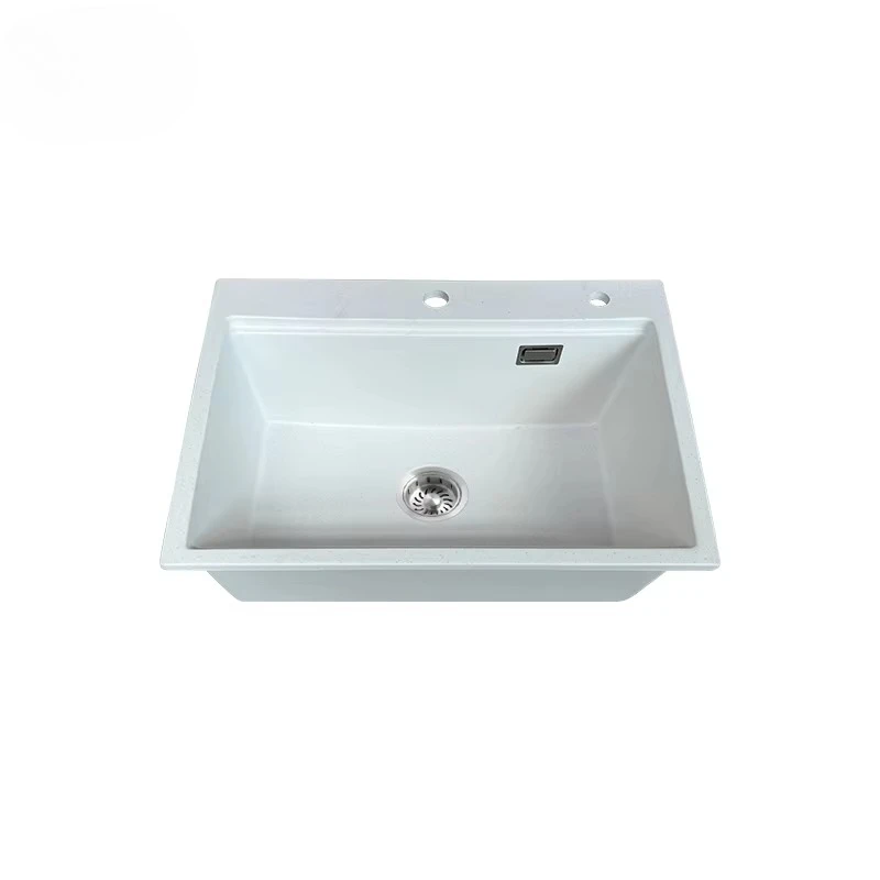 

White kitchen cabinet single composite granite quartz stone single bowl kitchen sink