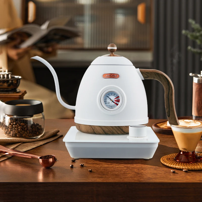 800ml ไฟฟ้ากาต้มน้ํา GOOSENECK กาแฟหม้ออุณหภูมิควบคุมกาต้มน้ํากาน้ําชาสแตนเลสพร้อมเครื่องวัดอุณหภูมิ 220V