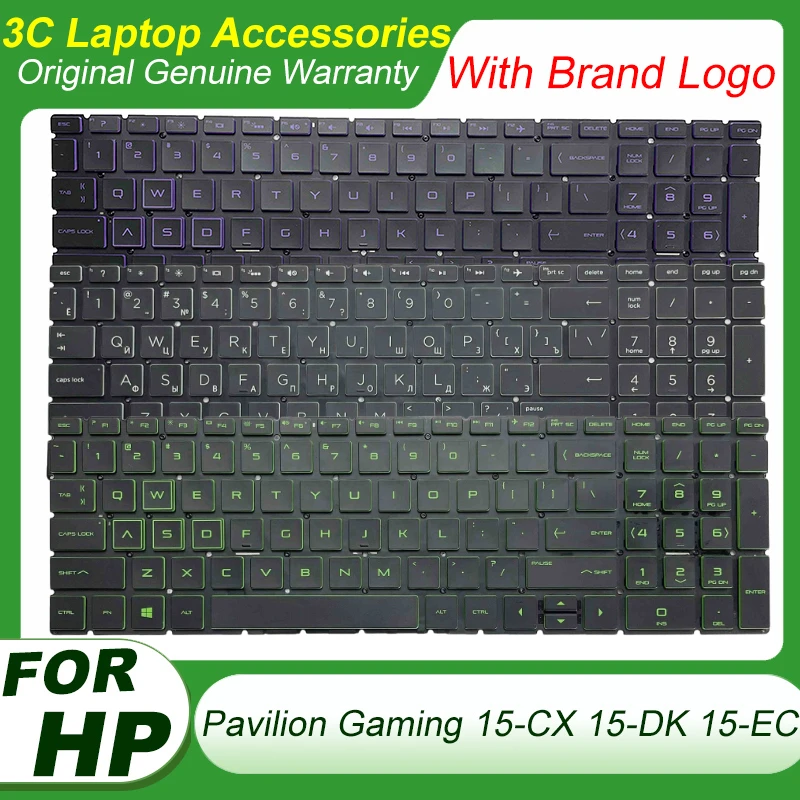 New US UK Russian Keyboard For HP Pavilion GAMING 15-CX 15-CX000 15-cx0001la 15-cx0003la 15-EC 15-DK 15-DK0056WM Green BACKLIT