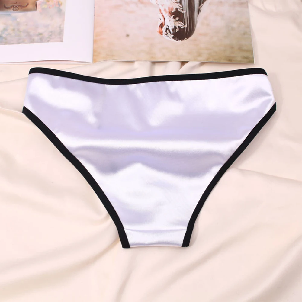 Bragas de satén de seda para mujer, ropa interior lisa sin costuras, cómoda, Tanga, lencería, A50