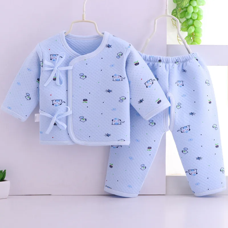 

Newborn clothing Set Boneless Three-layer Warm Clothes and Lace Up 0-6 Months Baby Underwear Set Cotton boys girls Babies Sets