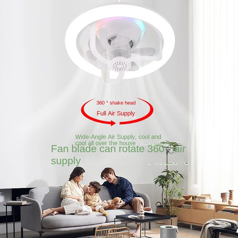 360 ° Rotating Ceiling Fan Light E27 Intelligent Fan With Remote Control LED Fan Light For Living Room Bedroom Top 50W Durable