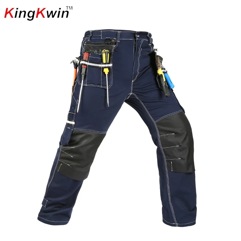 Men's Cargo Workwear Pants 100% cotton with Knee Pads for Construction Carpenter Multi Pockets Working trousers