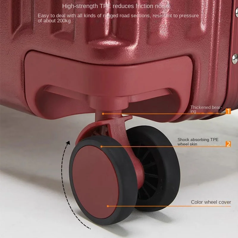 Red Wedding Suitcase with Cup Holder Wet & Dry Separation Aluminum Frame Trolley Case 20\