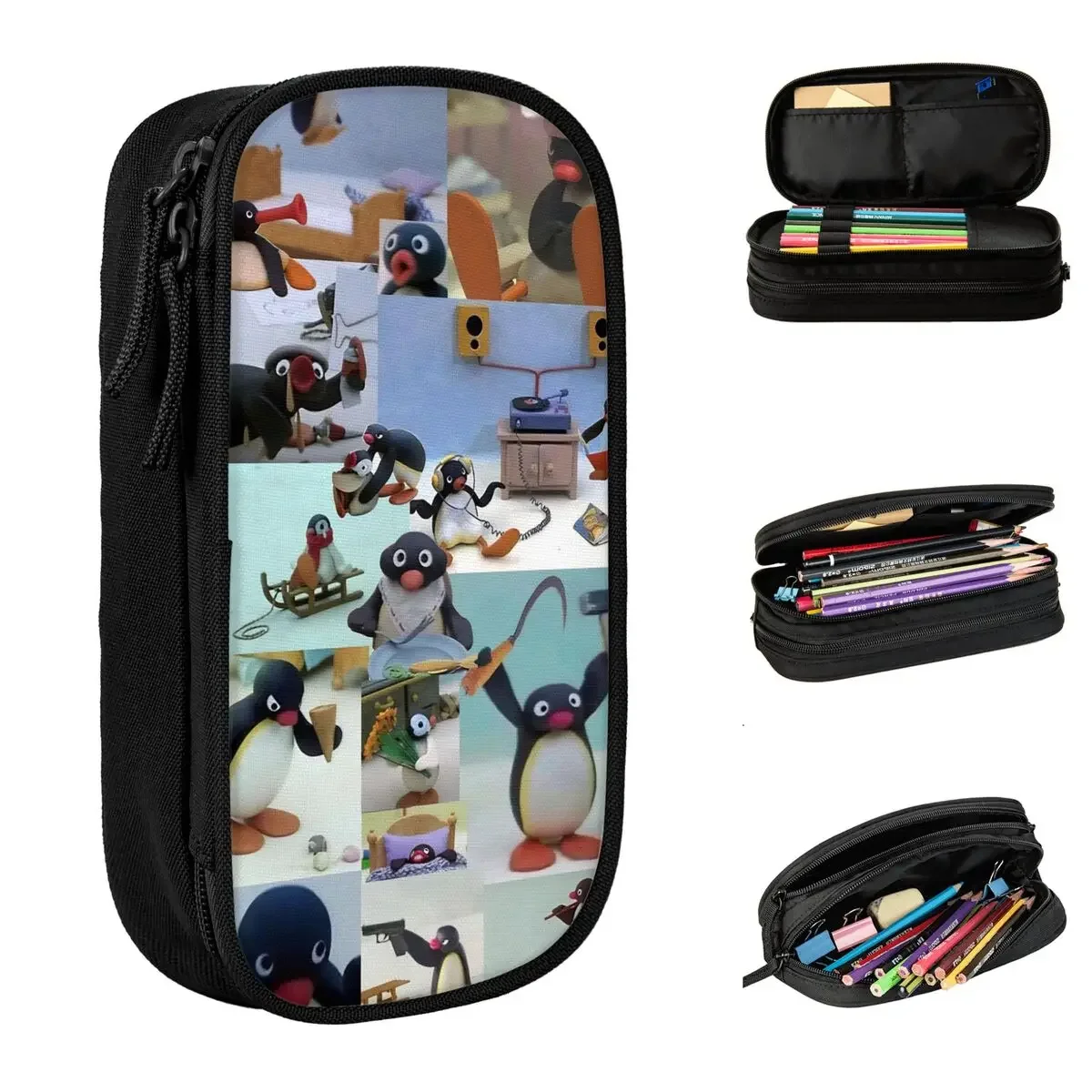 Noot Pingu Pencil Cases Classic Cute Penguin Pen Holder Bag Girl Boy Big Capacity School Supplies Gift Pencilcases