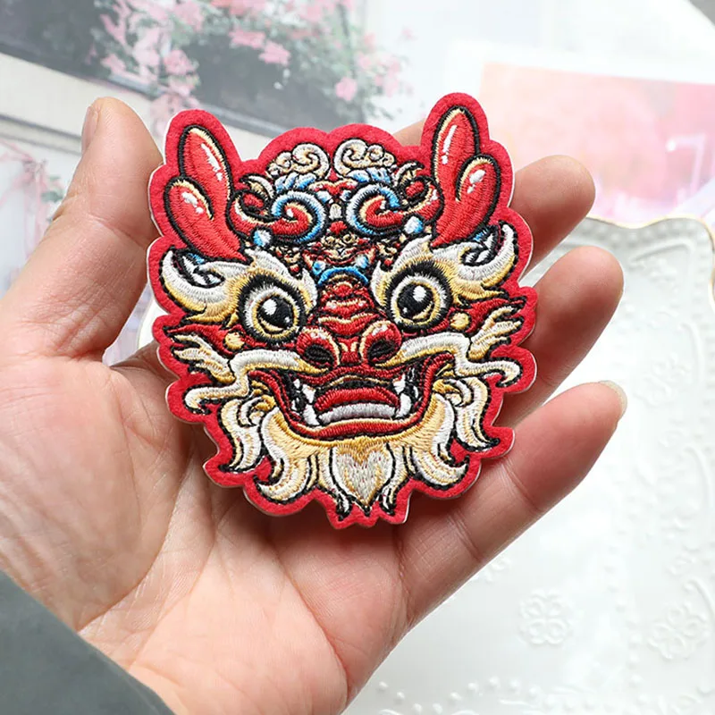 High Quality 1 Piece Sticker On Embroidery Red Dragon Patches Appliques for Hat Caps Dress Clothes DIY Decoration