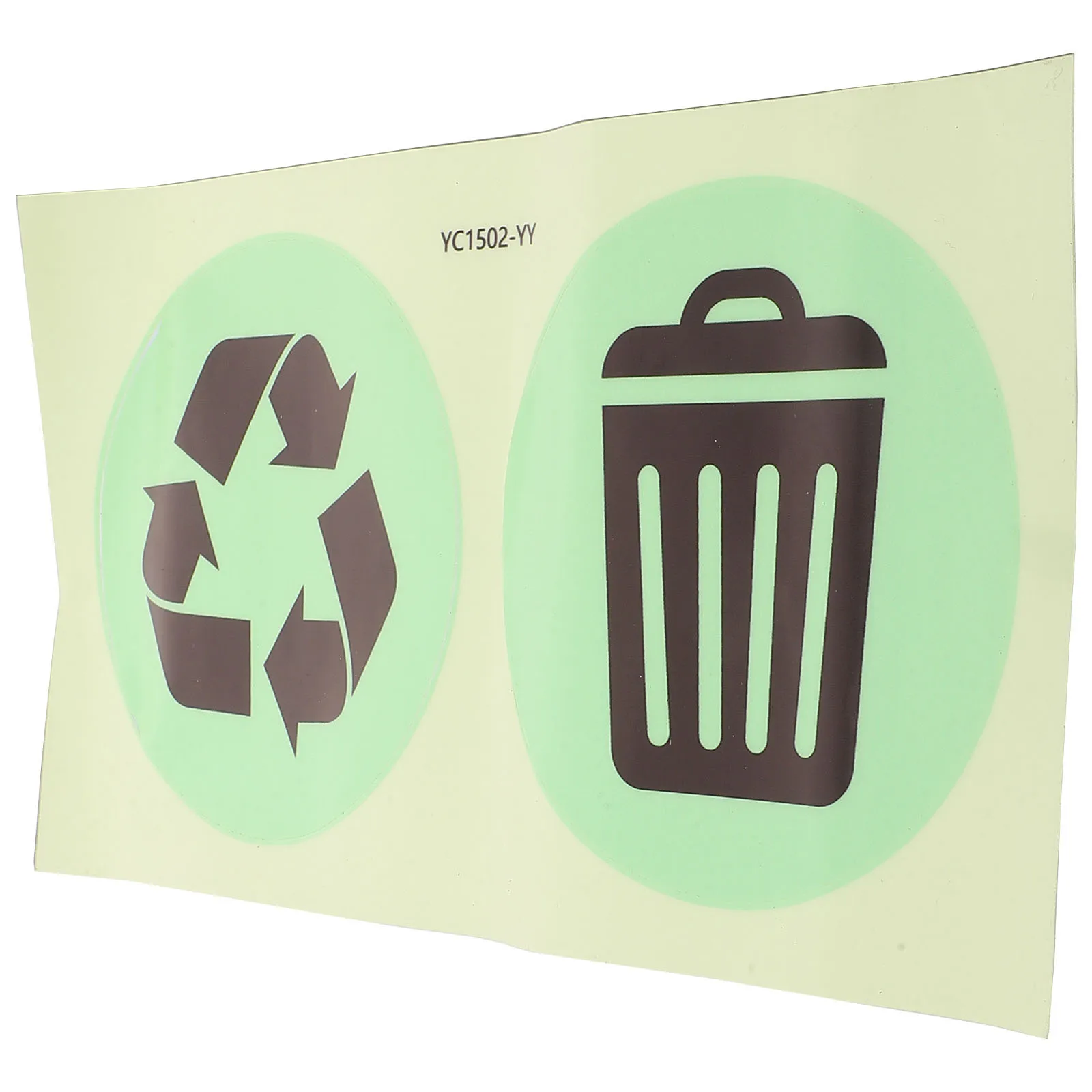 1 ورقة Noctilucus إعادة تدوير سلة المهملات ملصقات ذاتية اللصق PVC مقاوم للماء سلة المهملات للاستخدام الداخلي والخارجي