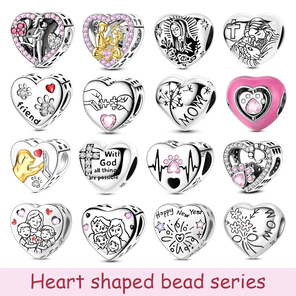 

Подвески в форме сердца, серебряные бусины 925, семейный друг, любовник, День матери, домашние животные, сестры, подходят для оригинальных браслетов, ювелирные изделия своими руками, подарок