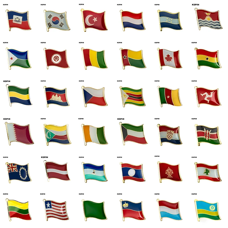 Haiti Korea Południowa Turcja Holandia Honduras Dżibuti Kirgistan Gwinea Gwinea-Bissau Kanada Flaga Odznaka Przypinki Broszka