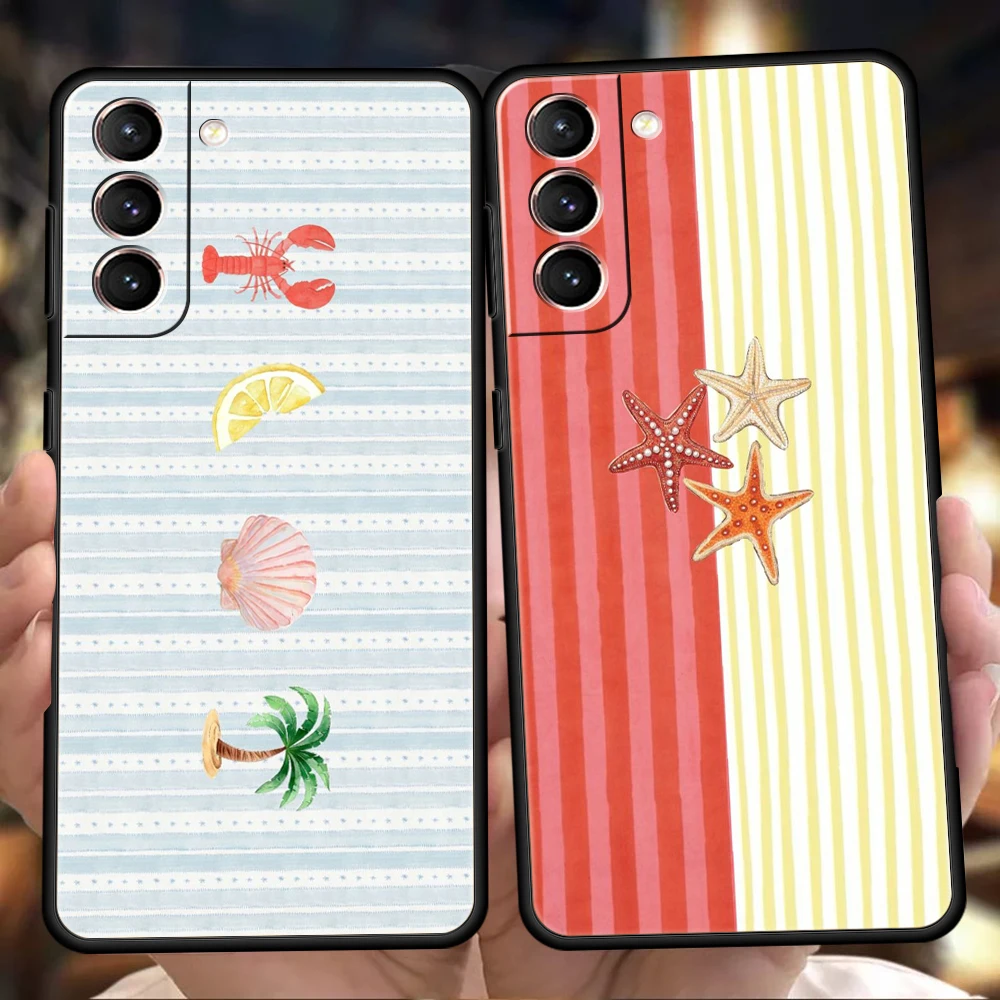 Phone Case for Samsung Galaxy S26 S25 S24 S23 S22 S20 S21 FE Ultra S10 S10E S9 Plus Soft TPU Cover Marine Life, Crabs, Lobsters