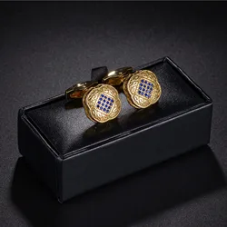 Top Quality Cufflinks for Wedding Birthday Groomsmen Gift Copper Shirt Cuff Links Statement Jewelry with box