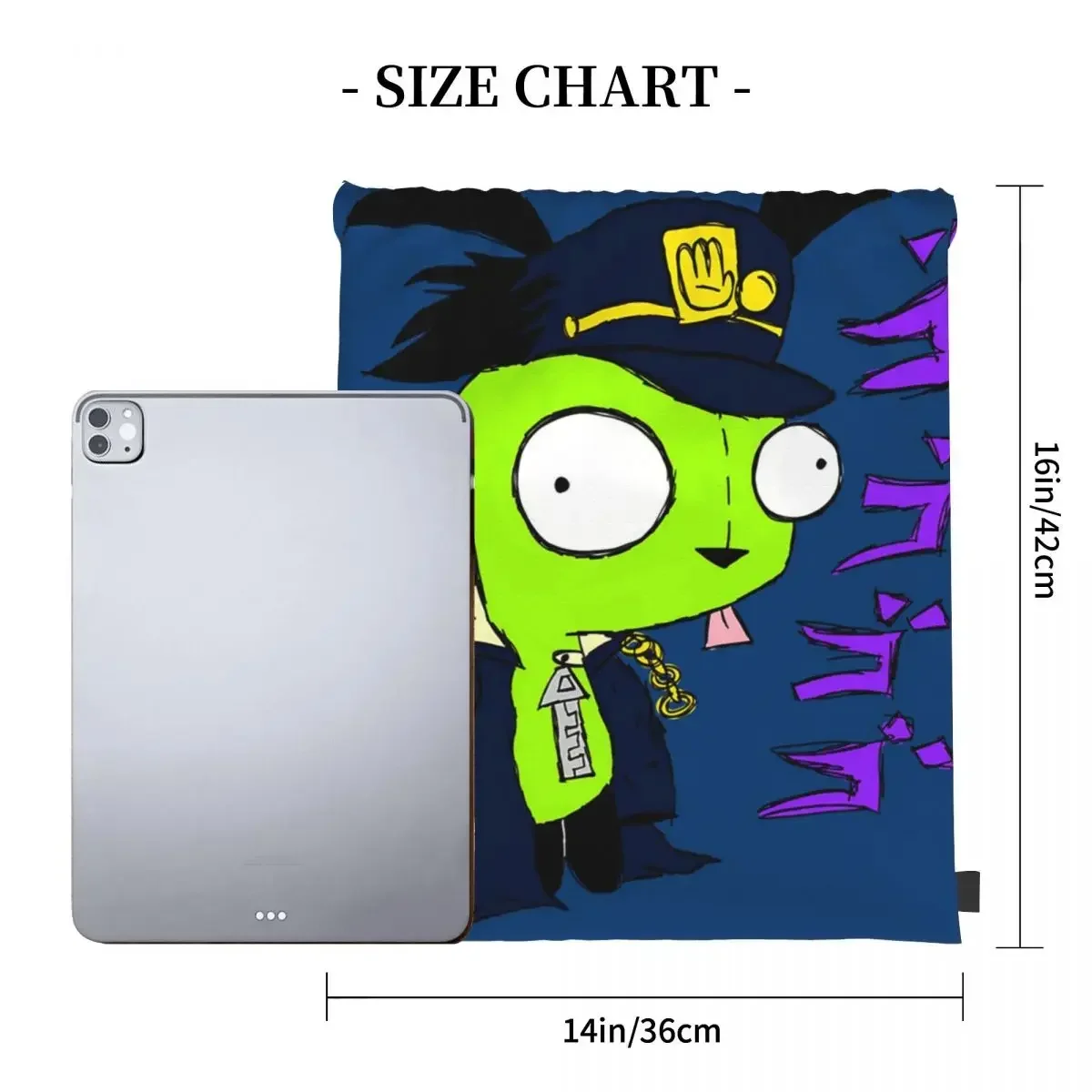 Jotaro Gir Invader Zim Backpacks Portable Drawstring Bags Drawstring Bundle Pocket Storage Bag Book Bags For Man Woman School