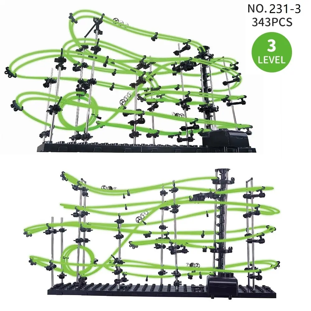 Marble Run Maze Race Track Games Luminous Spacerail Roller Coaster Level 2 3 4 Electric Elevator Model Education Science Toy