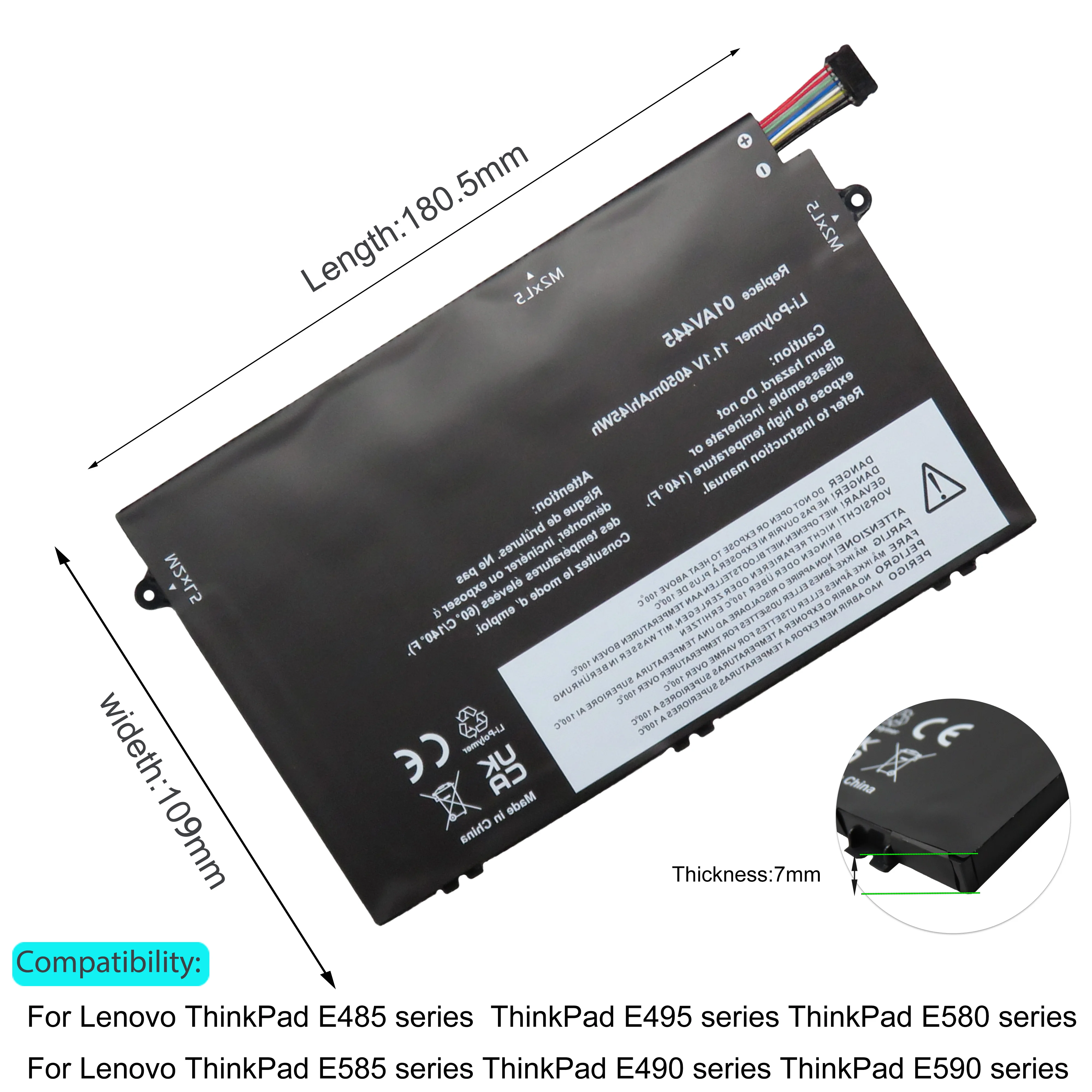 For Lenovo 01AV445 L17L3P51 Laptop Battery Lenovo ThinkPad E15 E480 E490 E495 E580 E585 E590 E595 01AV446 01AV445 L17M3P53