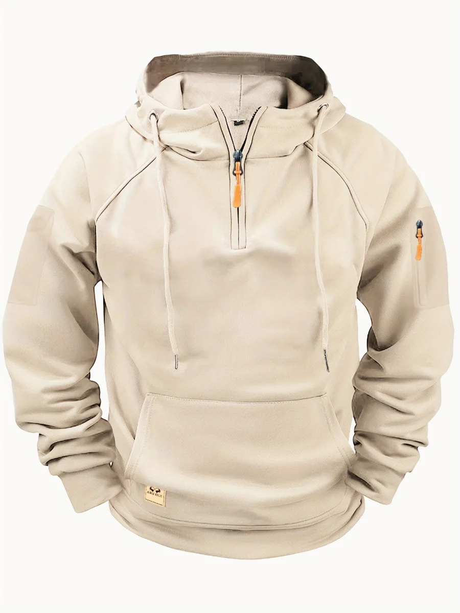

2025 New Men's Hooded Sports Casual Jacket - Zipper Pockets, Stylish Sweatshirt Design, Unisex Arm-Zip Pullover for Daily