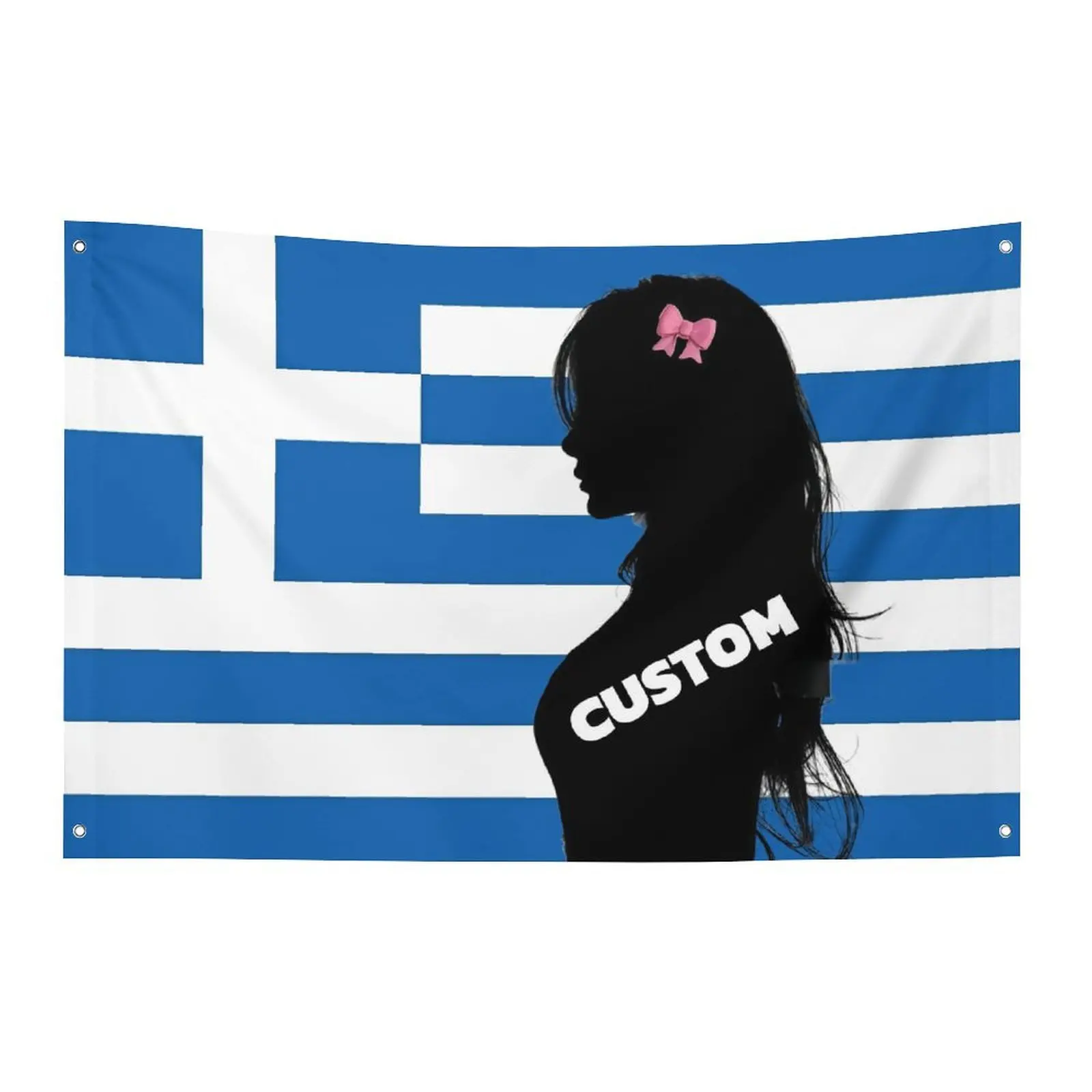 Custom Greece Flag Banner Personalized Photo Tapestry Funny Fan Soccer Gift Room Party Decor Outdoor Durable Polyester 4 Eyelets
