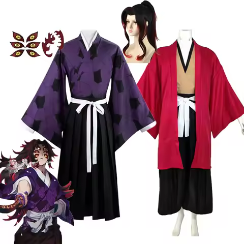 Kokushibo Cosplay Kimetsu Anime Cosplay Costume No Yaiba Kokushibou Wig Kimono Haori Halloween for Men