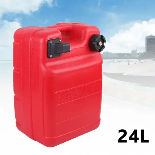 

24L/6.34 Gallon Marine Outboard Fuel Tank, PE Plastic 5-Layer Red Gas Tank for Boats, Vehicle Specific Fit, 33x27x46cm (No Hose)