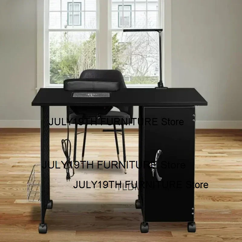 

Simple Portable Manicure Table Multifunction Metal Speciality Black Nail Desk Exquisite Beauty Manicure Tafel Furniture HD50ZJ