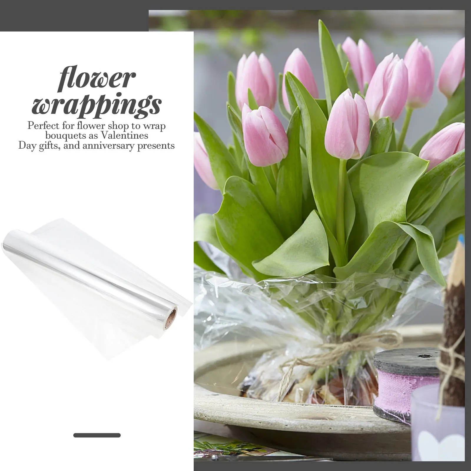 

Premium Cellophane Wrap Roll for Flowers Bouquets Gift Packaging Floral Wrapping Paper DIY Craft Floral Supplies Wedding