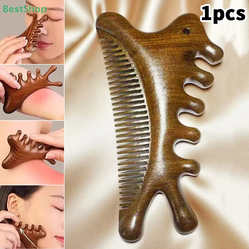 

★★★Sandalwood Multifunctional Dolphin Wide Tooth Comb Massage Comb Head Body Massager Neck Face Health Care Massage Tool