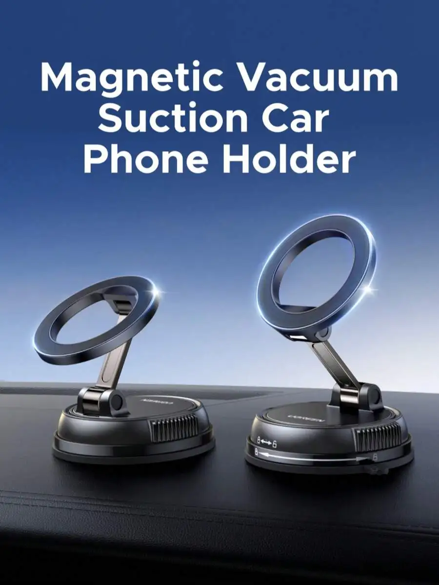 Magnetic Vacuum Suction Car Phone Mount With 360° Rotation And Foldable Design For iPhone