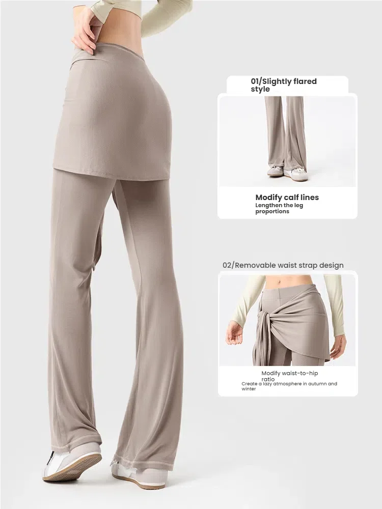 New Yoga Pants for Women Draping Loose Casual Yoga Trousers Detachable Crotch Cover Two-piece Culottes Pant Sets Woman Clothing