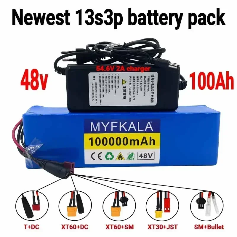 

Brand New 13S3P 48V 100Ah 18650 Lithium Battery Pack + Built-in BMS 500-1000W Electric Bicycle Battery