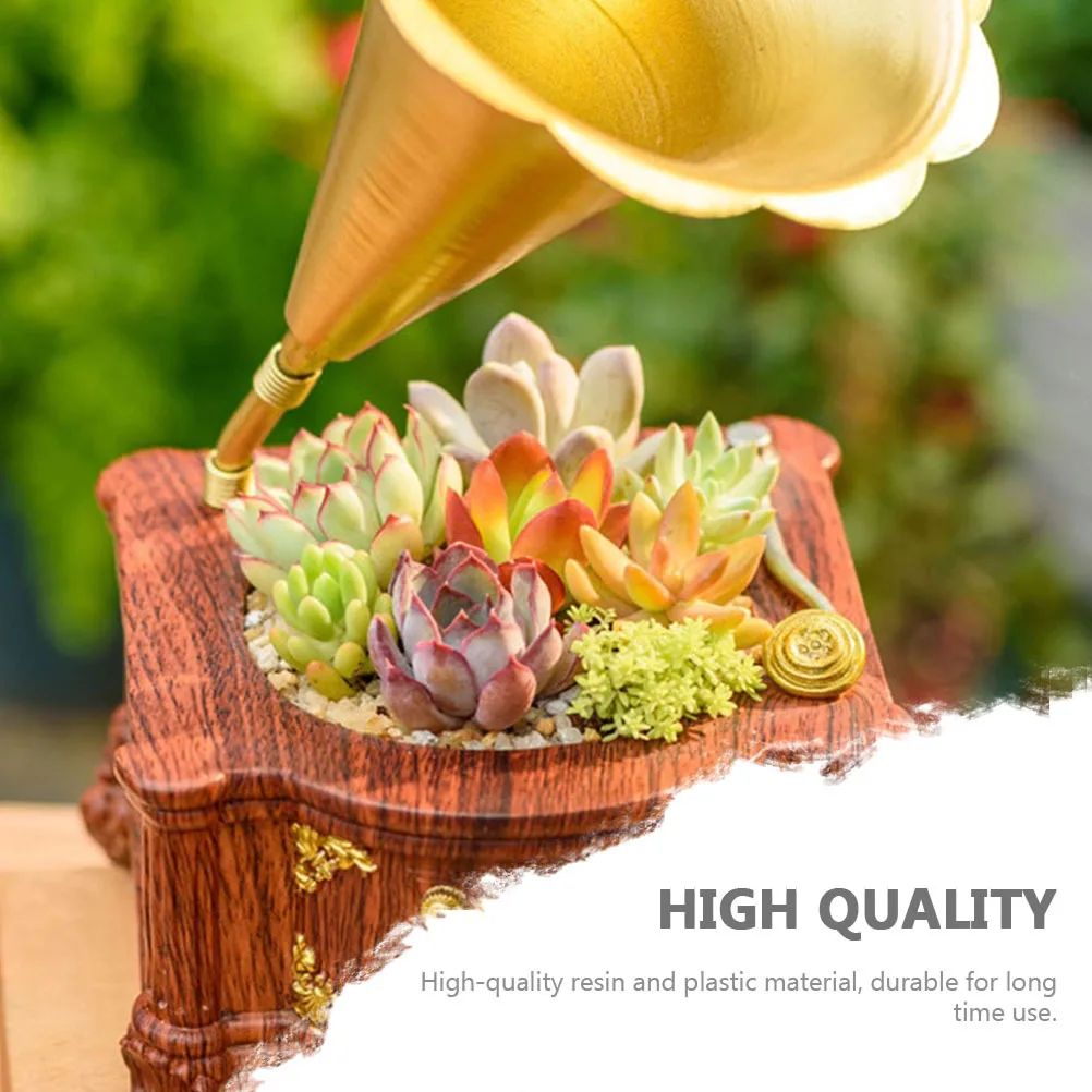 

1pc Phonograph Flowerpot Creative Resin Desktop Succulent Plant Holder Balcony Flower Container Decorative Flowerpots Home