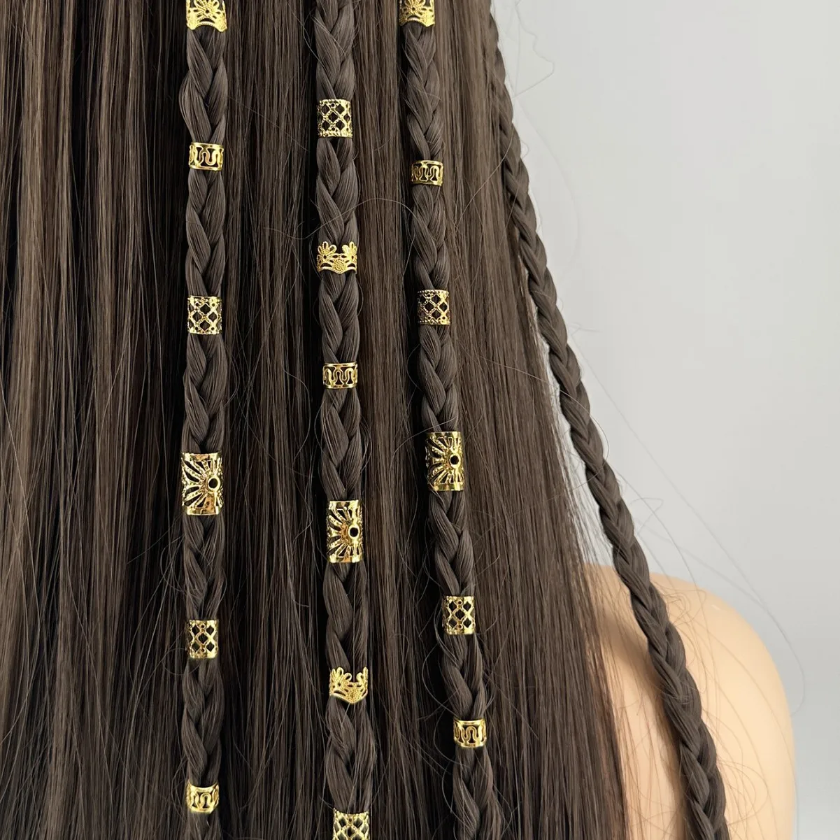 

40Pcs Vintage Golden Hair Rings Cuffs for Afro Braids Twist Locs Multi Style Hairpin Alternatives DIY Hair Decoration Beads