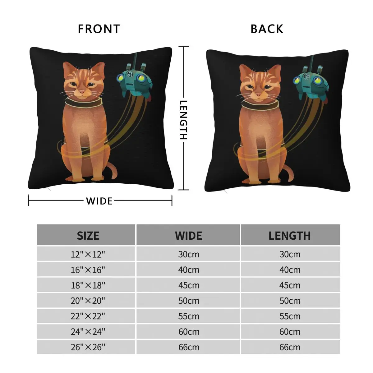 Stray Game Cat And Robot Square Pillowcase Polyester Linen Velvet Creative Zip Decor Throw Pillow Case Room Cushion Cover