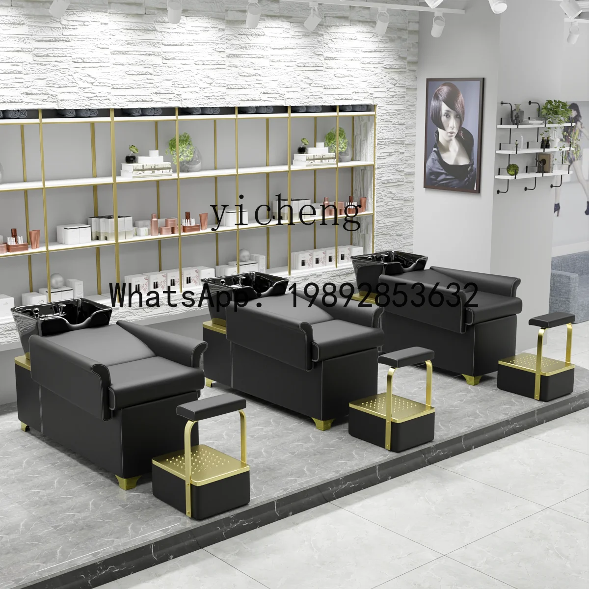 H2 이발소 샴푸대, 미용실용 특수 세라믹 세면대, 반쯤 눕는 플러시형