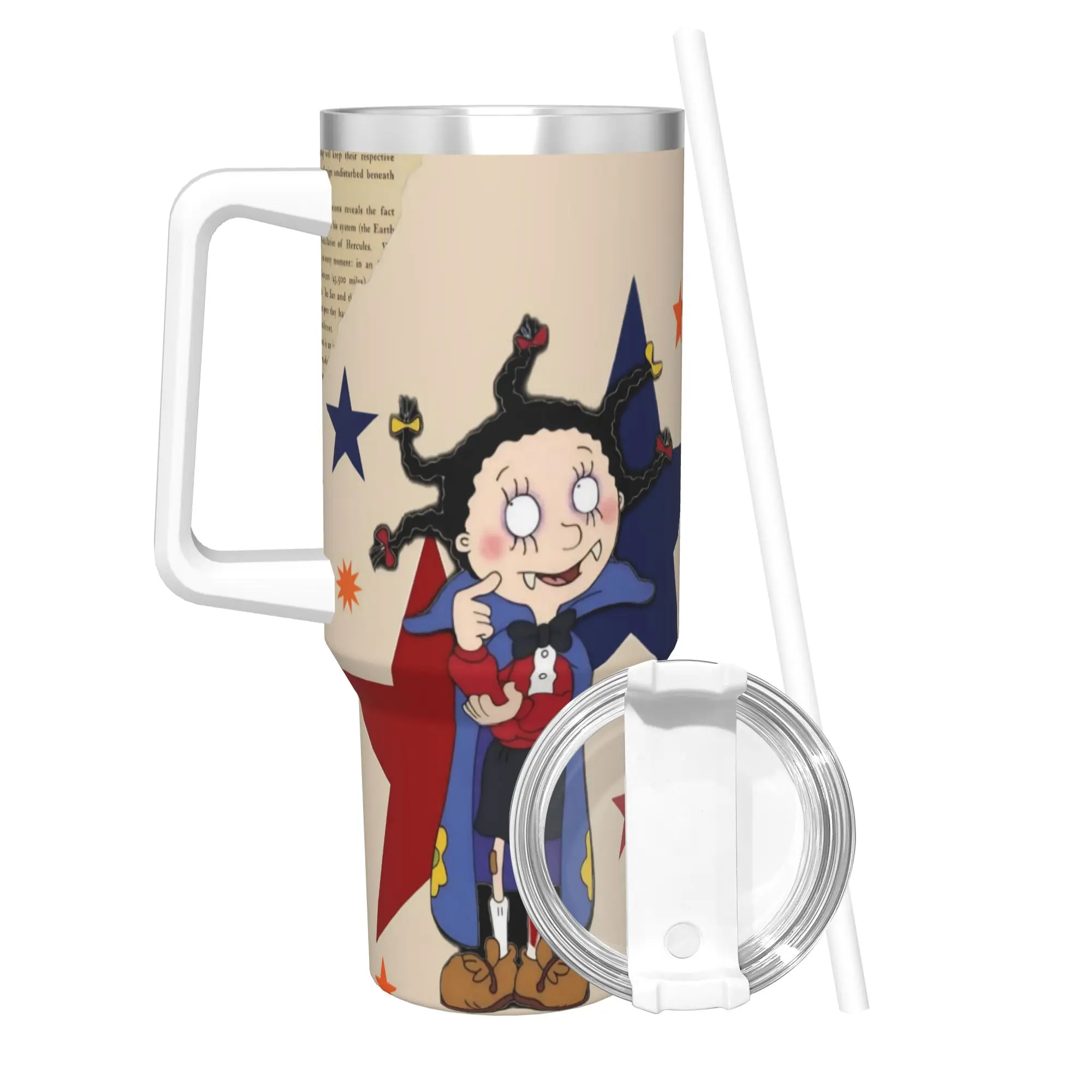Mona The Vampire Anime Tumbler Vacuum Insulated  Thermal Cup Stainless Steel Smoothie Tea Mug Spill Proof 40oz