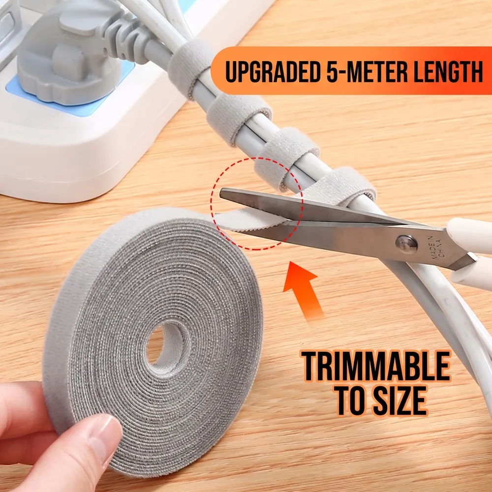 2 Pcs 5-Meter Self-Adhesive Ties, Cuttable Strong Adhesive Organizers, Household Data And Wire Storage Fixing Straps