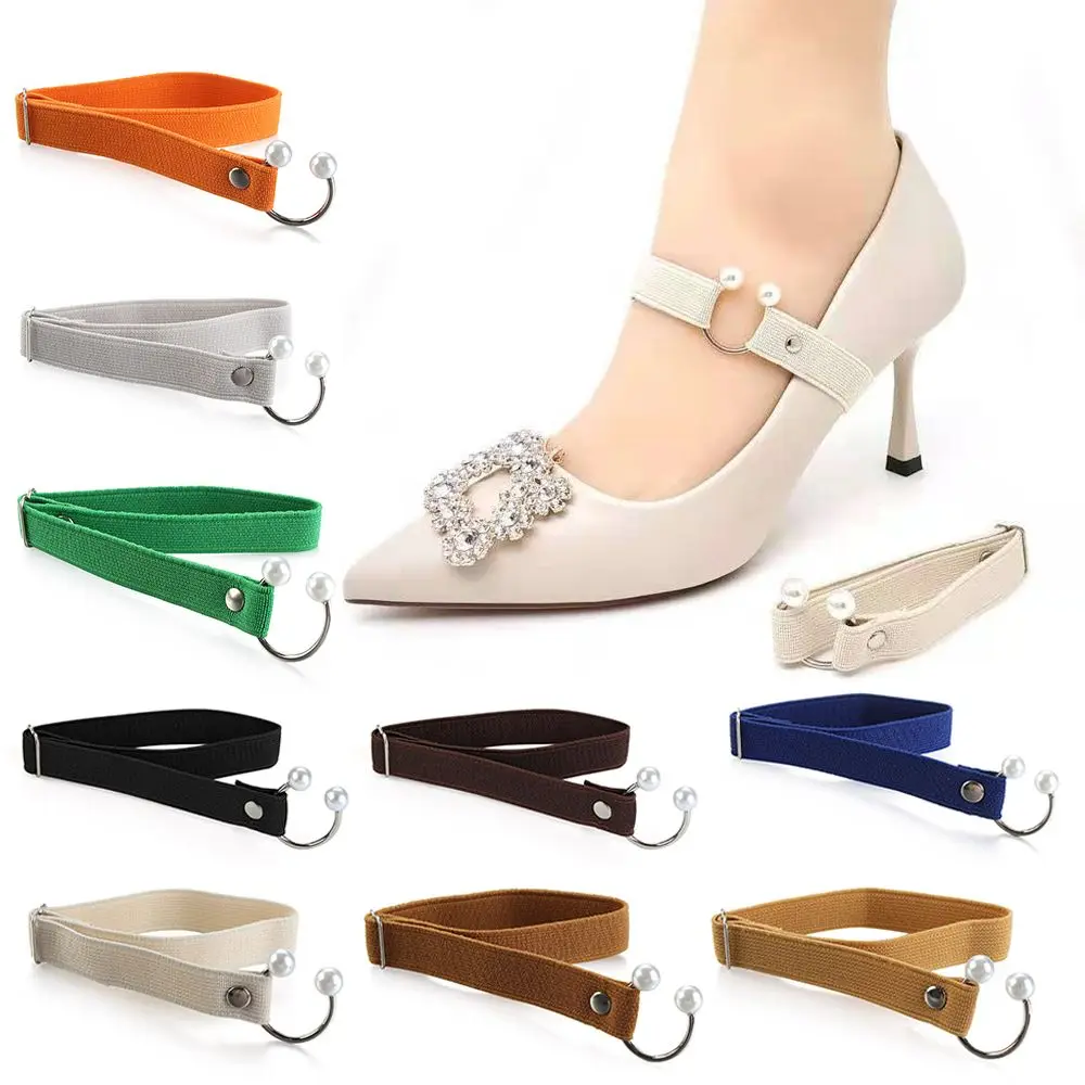 Adjustable Lazy Shoelace Locking High Heels Anti-skid Straps Bundle Shoelace U-shaped Pearl Ankle Tie Band