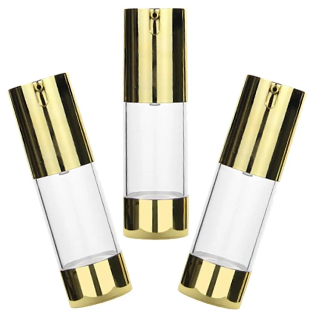 3PCS Oro Airless Pompa Bottiglia di Lozione 50ml Formato di Viaggio Vuoto Design Contenitore Idratante Fondotinta Olio Bottiglia Riutilizzabile U