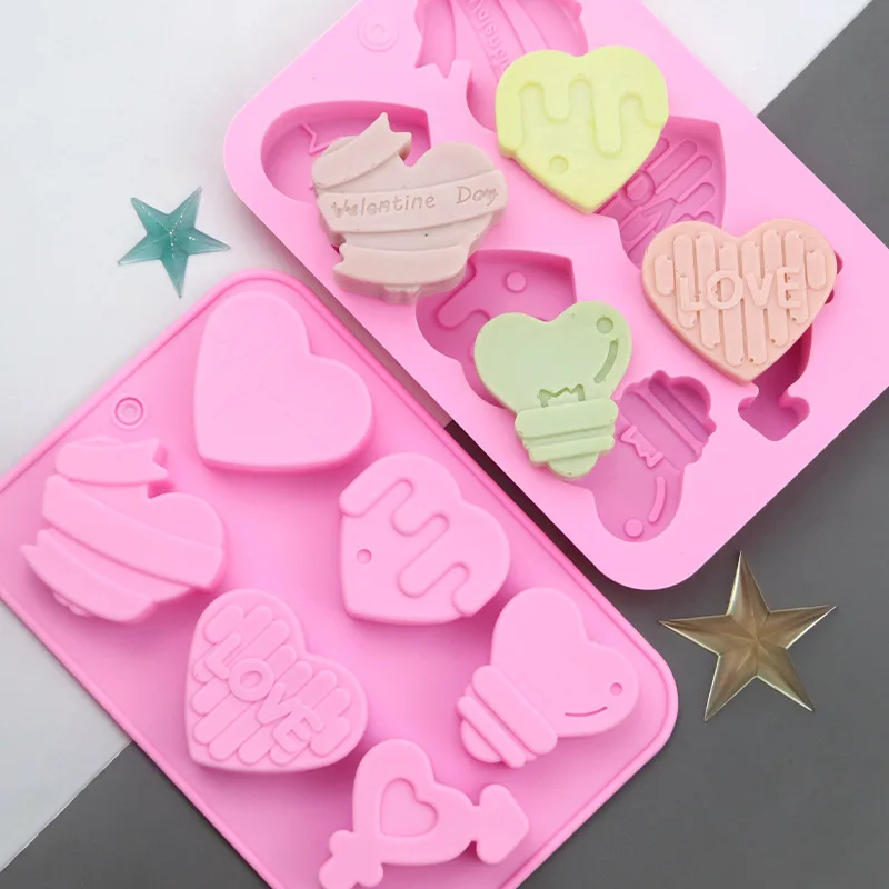 Heart Shaped Silicone Mold Candy Food Grade Cookie Molds Kitchen Acceesories Non-stick Pastry Baking Chocolate Moulds Mould Bar