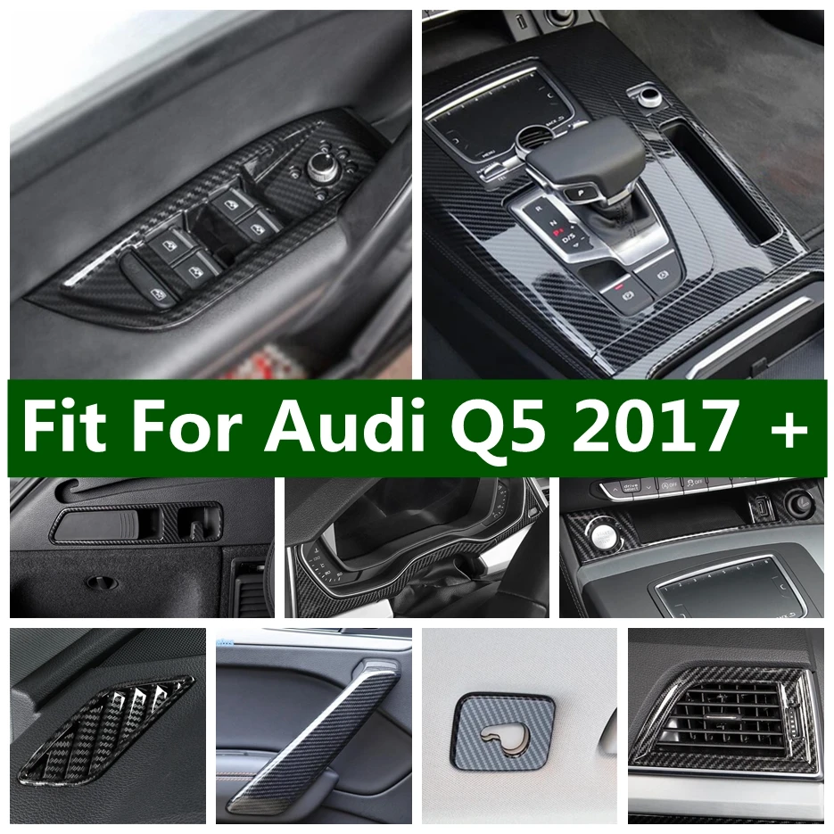 

Car Accessories Window Lift Button / Air Outlet / Dashbaord / Gear Shift Panel Cover Trim For Audi Q5 2017 - 2020 Carbon Fiber