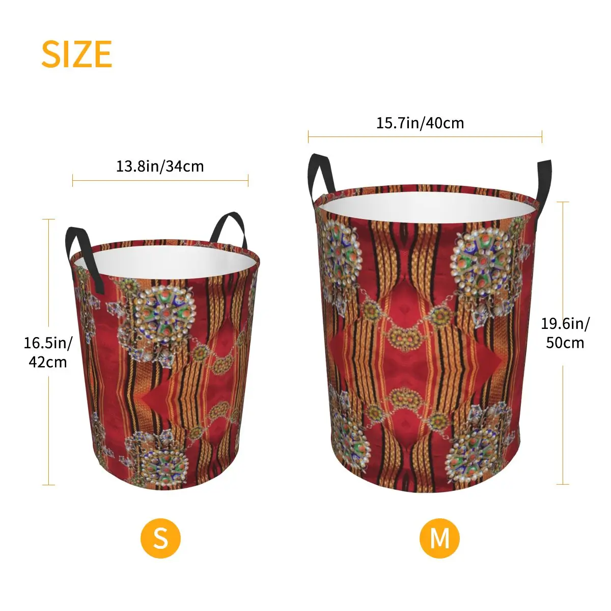 Custom Amazigh Kabyle Jewelry Laundry Basket Africa Berber Ethnic Style Clothes Hamper for Nursery Kids Toys Storage Bag